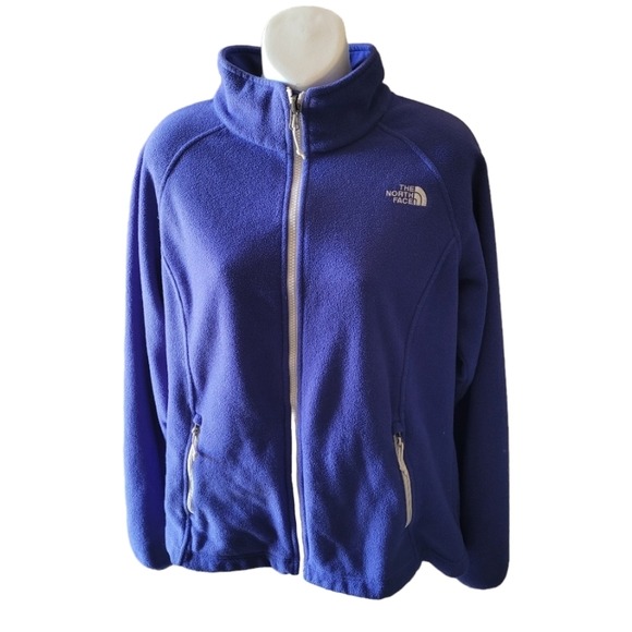 The Northface Royal Blue and White Zip Front Fleece Jacket Women's Size Large - Picture 1 of 6